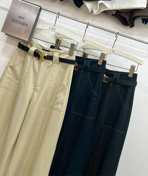 Women Straight Cut Pant With Belt